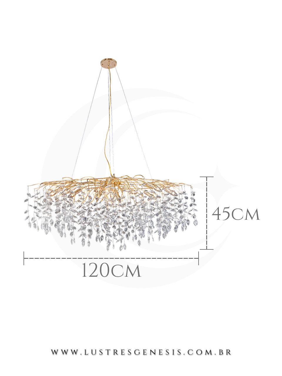 Lustre de Cristal Semente Dourado 120x45m Para Sua Sala de Jantar